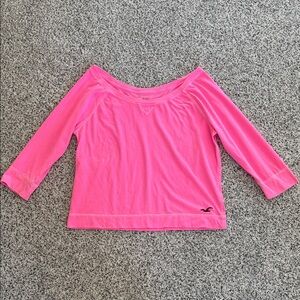 Hollister Bright Pink 3/4 Sleeve Scoop Neck Top